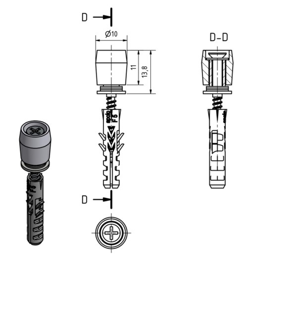Bodenführungsrolle Gr.10 Nylon mit Dübel MEA 10337701